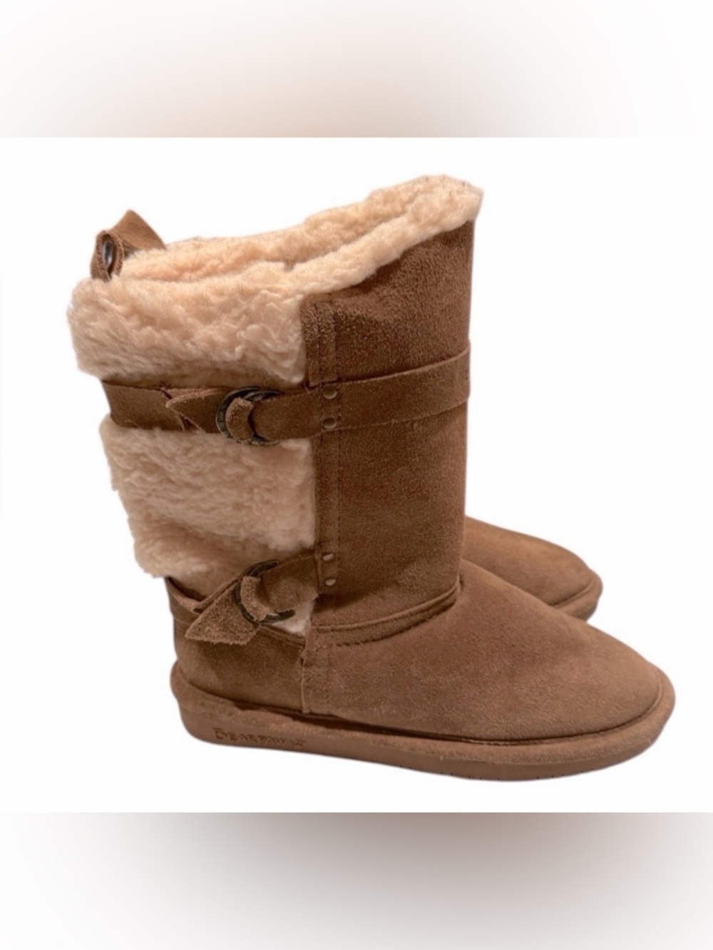 BEARPAW WOMENS ALEXANDRA WINTER SHEARLING BOOTS BROWN GENUINE SUEDE SIZE 6